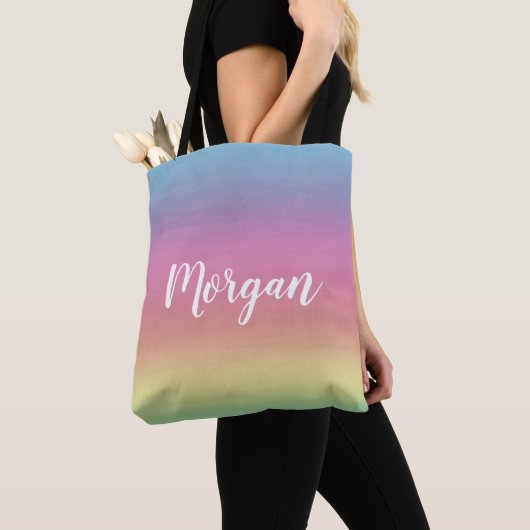 Tote Bag Pastel coloré d'arc-en-ciel (De près)
