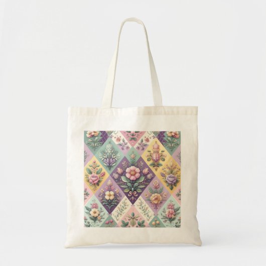 Tote Bag Pastel coloré Jacquard Pâques/Printemps (Devant)