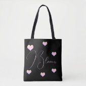 Tote Bag Pastel Floral Coeur Noir (Devant)