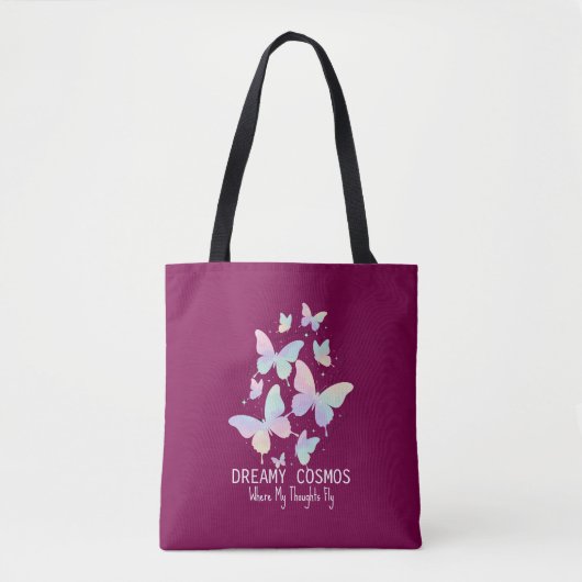 Tote Bag Pastel Galaxy Butterflies Dreamy Aesthetic (Devant)