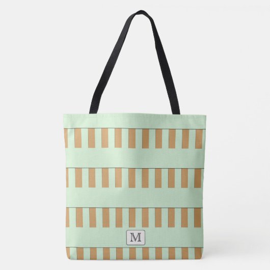 Tote Bag Pastel Green Stripes sur n'importe quel monogramme (Devant)