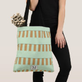 Tote Bag Pastel Green Stripes sur n'importe quel monogramme (De près)
