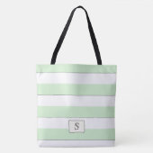 Tote Bag Pastel Green Strips sur n'importe quel Monogramme  (Devant)