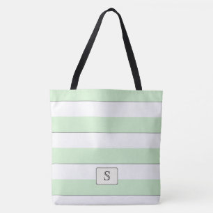 Tote Bag Pastel Green Strips sur n'importe quel Monogramme 