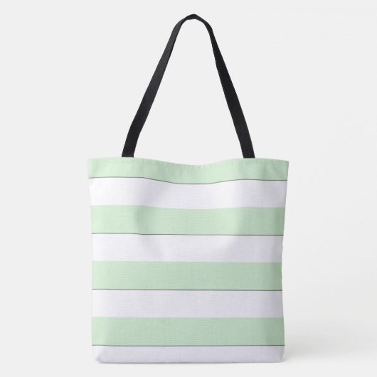 Tote Bag Pastel Green Strips sur n'importe quel Monogramme  (Dos)