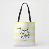 Tote Bag Pastel Jaune et Blancs Bleu Team Bride (Devant)