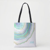 Tote Bag Pastel Marble Agate Motif avec Monogramme (Devant)