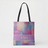 Tote Bag Pastel Patchwork Abrégé Design Initiales (Devant)