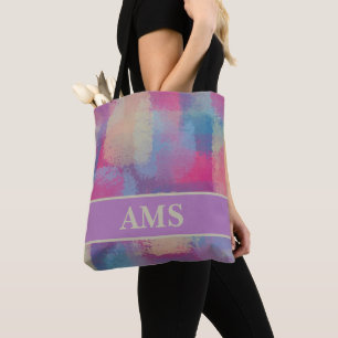 Tote Bag Pastel Patchwork Abrégé Design Initiales