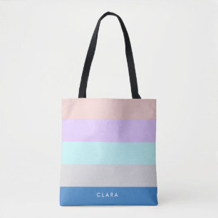 Tote Bag pastel peach mauve menthe gris bleu bloc de couleu