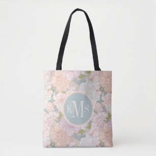 Tote Bag Pastel Peony & Butterfly Flower Motif