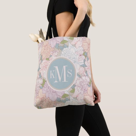 Tote Bag Pastel Peony & Butterfly Flower Motif (De près)