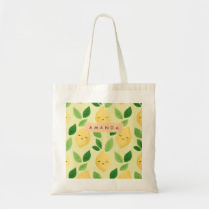 Tote Bag Pastel personnalisé Cute Smiling Citron Motif