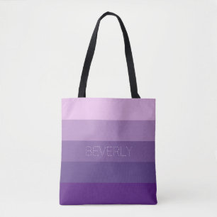 Tote Bag Pastel Purple Rose 5 couleurs Nom Fourre-tout pers