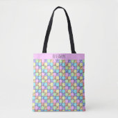Tote Bag Pastel Rainbow Color Puzzle Nom géométrique (Devant)