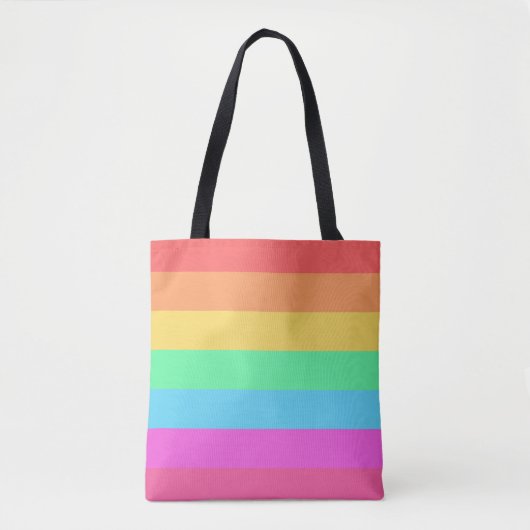 Tote Bag Pastel Rainbow Color Strips Design (Devant)
