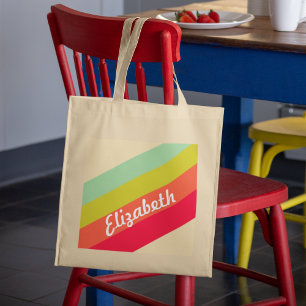 Tote Bag Pastel Rainbow Nom personnalisé