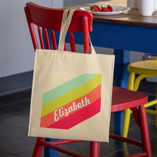 Tote Bag Pastel Rainbow Nom personnalisé