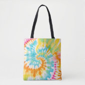 Tote Bag Pastel Rainbow Tie Dye Spiral Pattern (Devant)