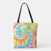 Tote Bag Pastel Rainbow Tie Dye Spiral Pattern (Dos)
