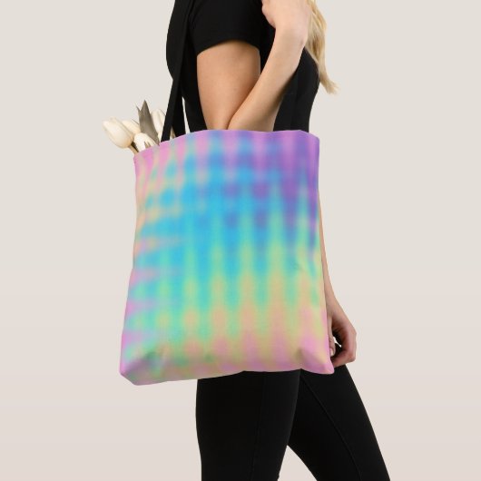 Tote Bag Pastel Rainbow Wavy Design (De près)