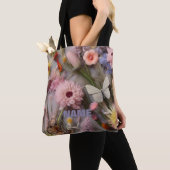 TOTE BAG PASTEL ROSE JAUNE BLEU FLORAL TOUT SUR IMPRIMER (De près)