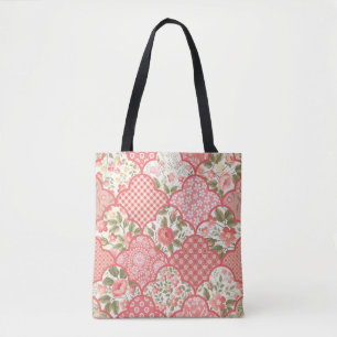 Tote Bag Pastel Rose Motif à patchwork floral