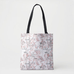 Tote Bag Pastel Tone Floral Motif sans couture