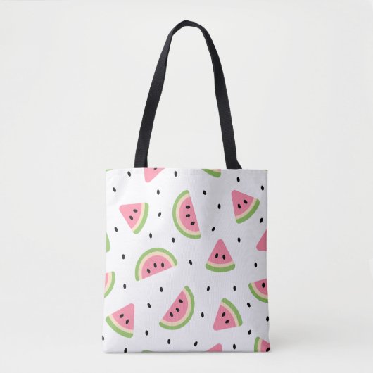 Tote Bag Pastèque rose, Graines de pastèque, Motif d'été (Devant)