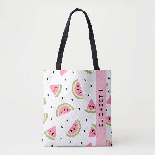 Tote Bag Pastèque Rose, Pâtes De Pâques, Votre Nom (Devant)