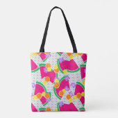 Tote Bag Pastèque rouge citrons jaunes Tropical sur blanc (Dos)