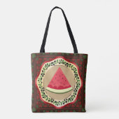 Tote Bag pastèque sur plaque d'olive avec tatreez palestini (Dos)