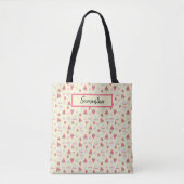 Tote Bag pastèques roses sur Monogramme jaune pâle (Devant)