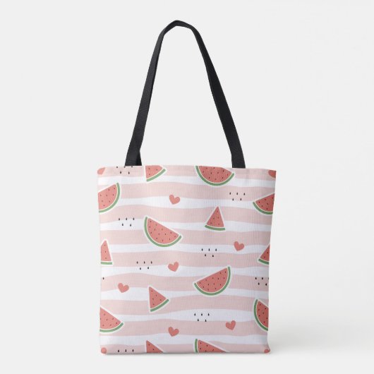 Tote Bag Pastèques rouges, Coeurs, Grandes Pâtes, Motif d'é (Dos)
