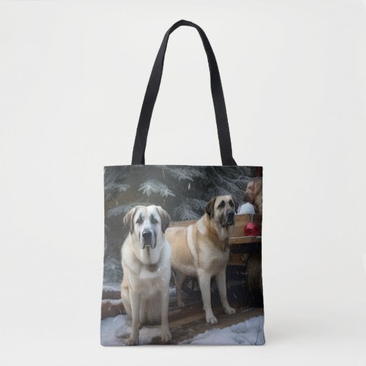 Tote Bag Pasteur anatolien Snowy Sleigh Décor de Noël (Devant)