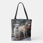 Tote Bag Pasteur anatolien Snowy Sleigh Décor de Noël (Dos)