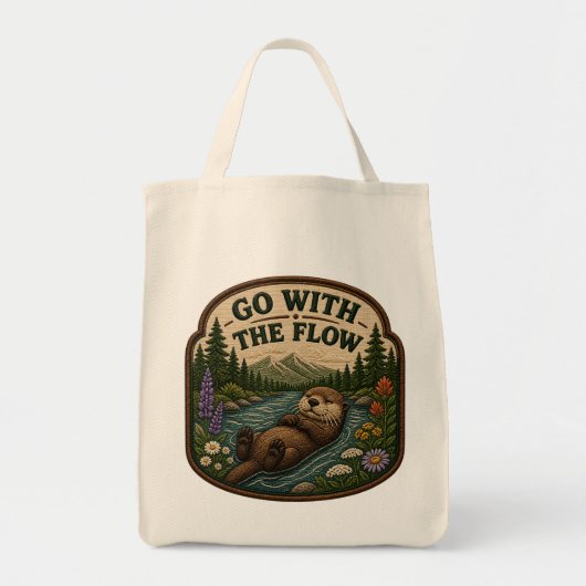 Tote Bag Patch brodé de loutre Go With The Flow (Devant)
