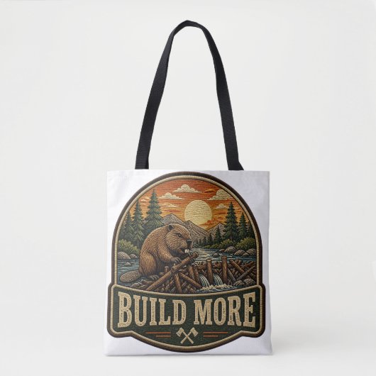 Tote Bag Patch brodé extérieur Build More Beaver (Devant)