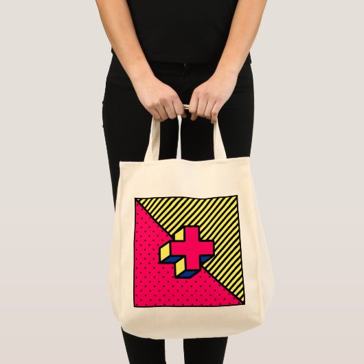 Tote Bag Patch Neo-Memphis - Signal Cross/Plus (Devant (produit))