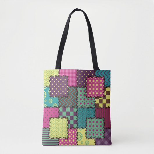 Tote Bag Patchwork : Arrière - plan Motif divers (Devant)