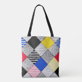 Tote Bag Patchwork arrière - plan : oiseaux, pois. (Dos)