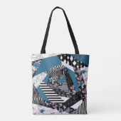 Tote Bag patchwork bleu, populaire, patchwork, folle, rusti (Dos)