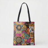 Tote Bag Patchwork bohème Mandala et Motif Paisley (Devant)
