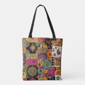 Tote Bag Patchwork bohème Mandala et Motif Paisley (Dos)