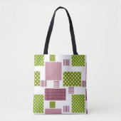 Tote Bag Patchwork brun vert pois dos blanc (Devant)
