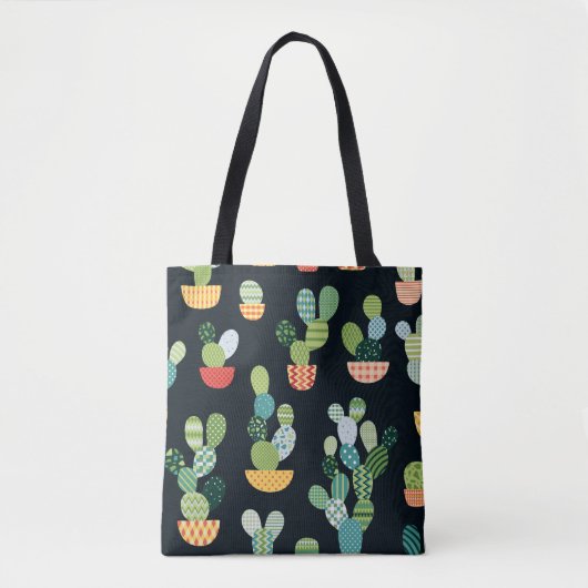 Tote Bag Patchwork Cactus Plantes Motif sans couture (Devant)