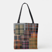Tote Bag patchwork chercks motif, design tartan, surface (Dos)