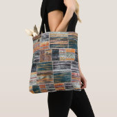 Tote Bag Patchwork collage mixage, surface composée motif i (De près)