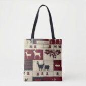 Tote Bag Patchwork croisé rustique | Folk Holiday Motif (Devant)