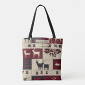 Tote Bag Patchwork croisé rustique | Folk Holiday Motif (Dos)